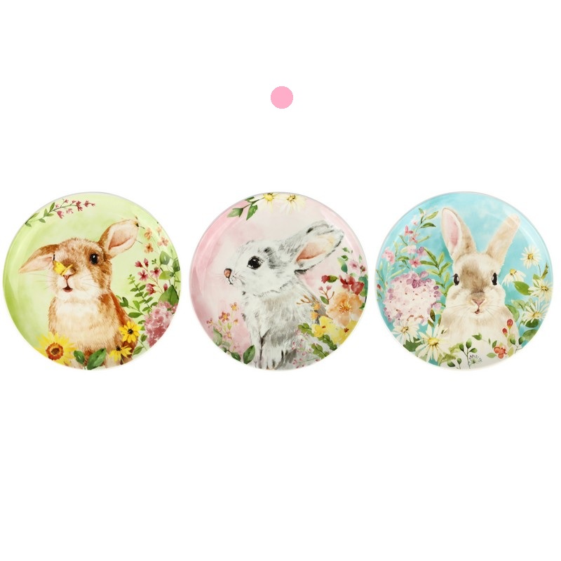 Piatto in ceramica rosa con coniglio pasquale, perfetto come decoro o regalo di Pasqua